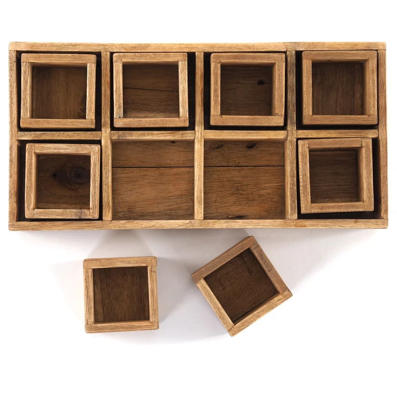 KISTEN SET "CUBO II" | Teak / Mahagoni | erweiterbares Set | Anzahl: 8-Boxen