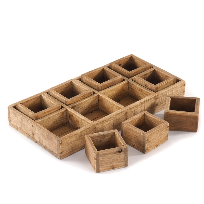 KISTEN SET "CUBO II" | Teak / Mahagoni | erweiterbares Set | Anzahl: 8-Boxen
