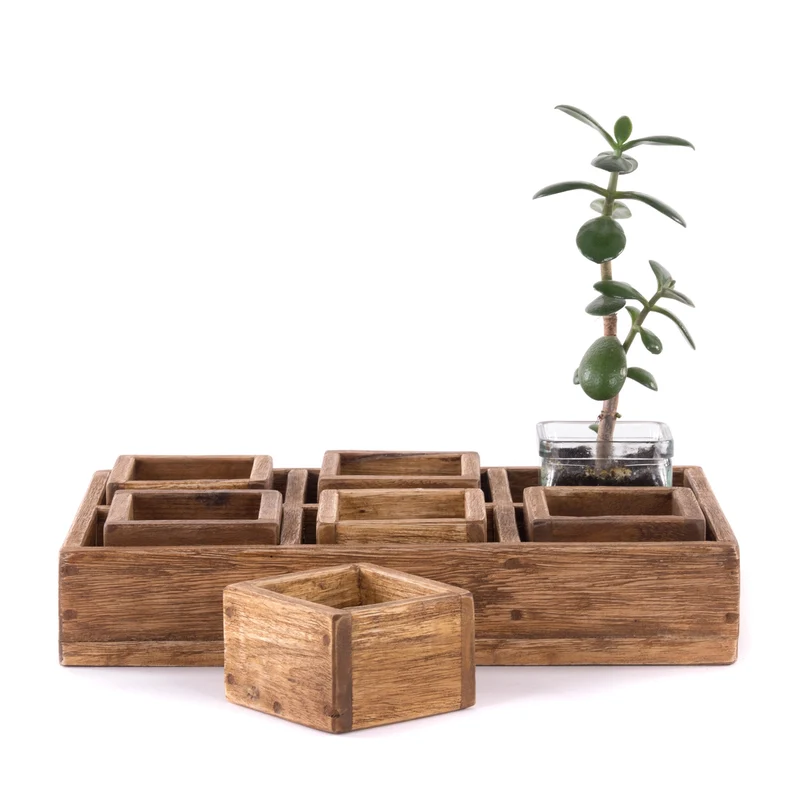 KISTEN SET "CUBO II" | Teak / Mahagoni | erweiterbares Set | Anzahl: 6-Boxen