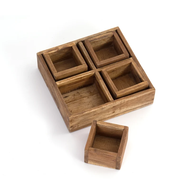 KISTEN SET "CUBO II" | Teak / Mahagoni | erweiterbares Set | Anzahl: 4-Boxen