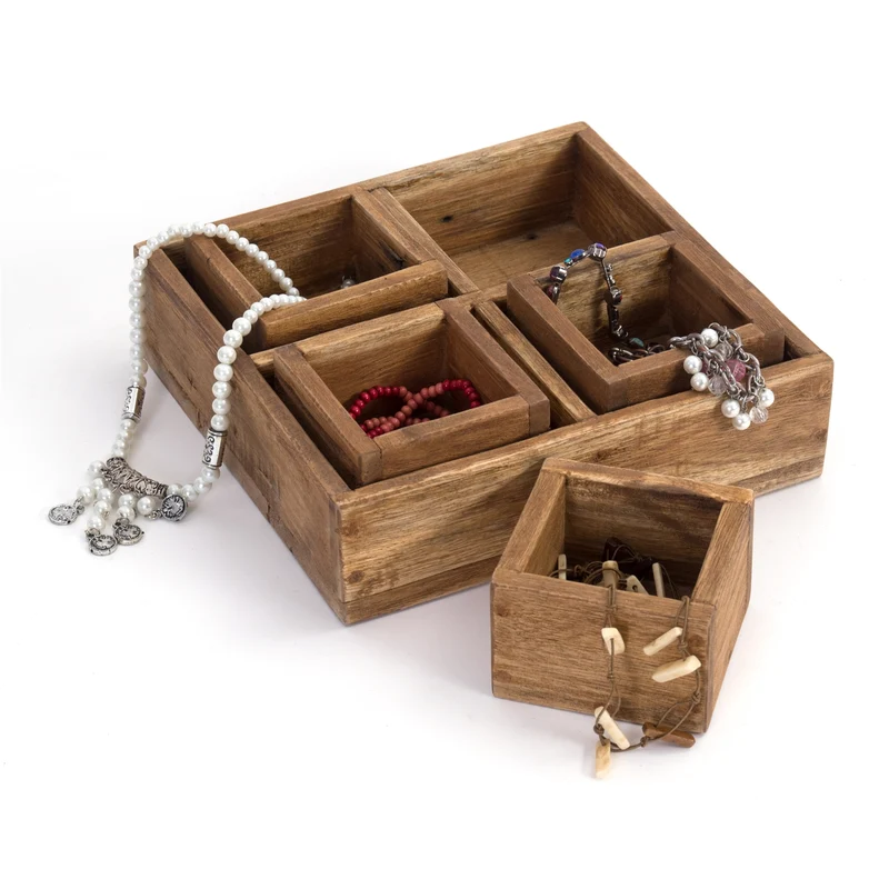 KISTEN SET "CUBO II" | Teak / Mahagoni | erweiterbares Set | Anzahl: 4-Boxen