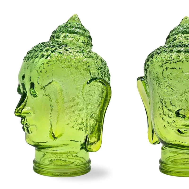 DEKOKOPF BUDDHA | Glas, Dekoration für Garten und Wohnung | Farbe: T10 hellgrün