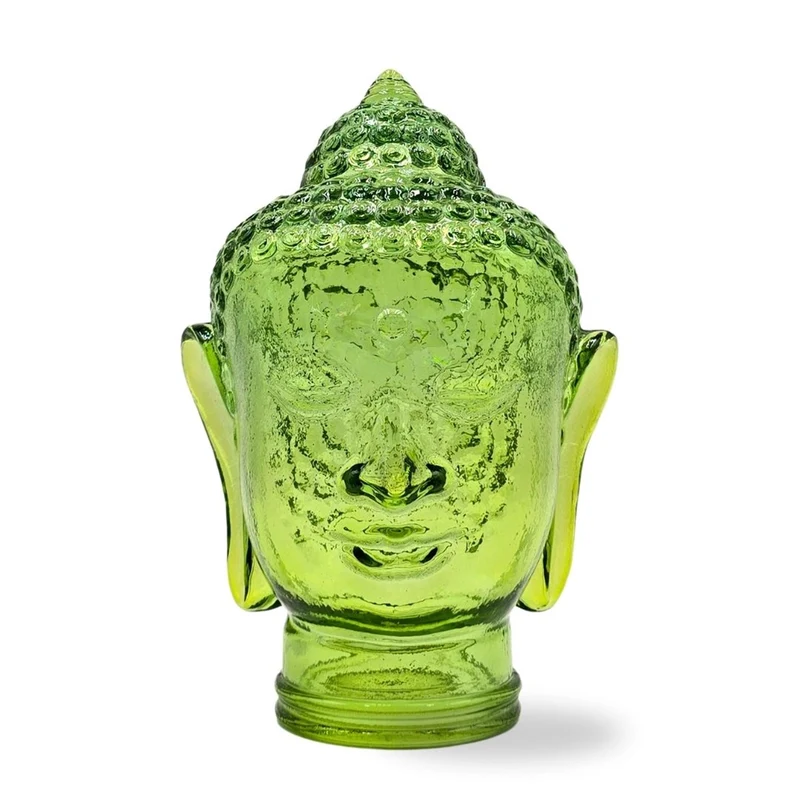 DEKOKOPF BUDDHA | Glas, Dekoration für Garten und Wohnung | Farbe: T10 hellgrün