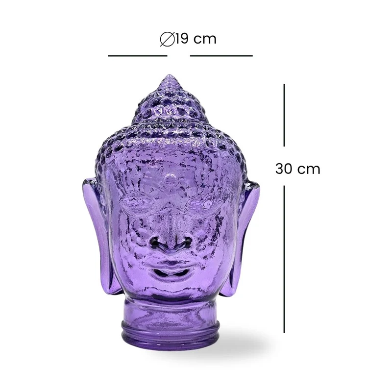 DEKOKOPF BUDDHA | Glas, Dekoration für Garten und Wohnung | Farbe: T05 violett