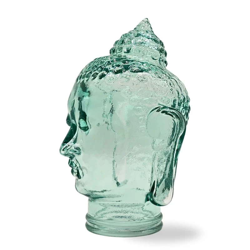 DEKOKOPF BUDDHA | Glas, Dekoration für Garten und Wohnung | Farbe: T01 klar