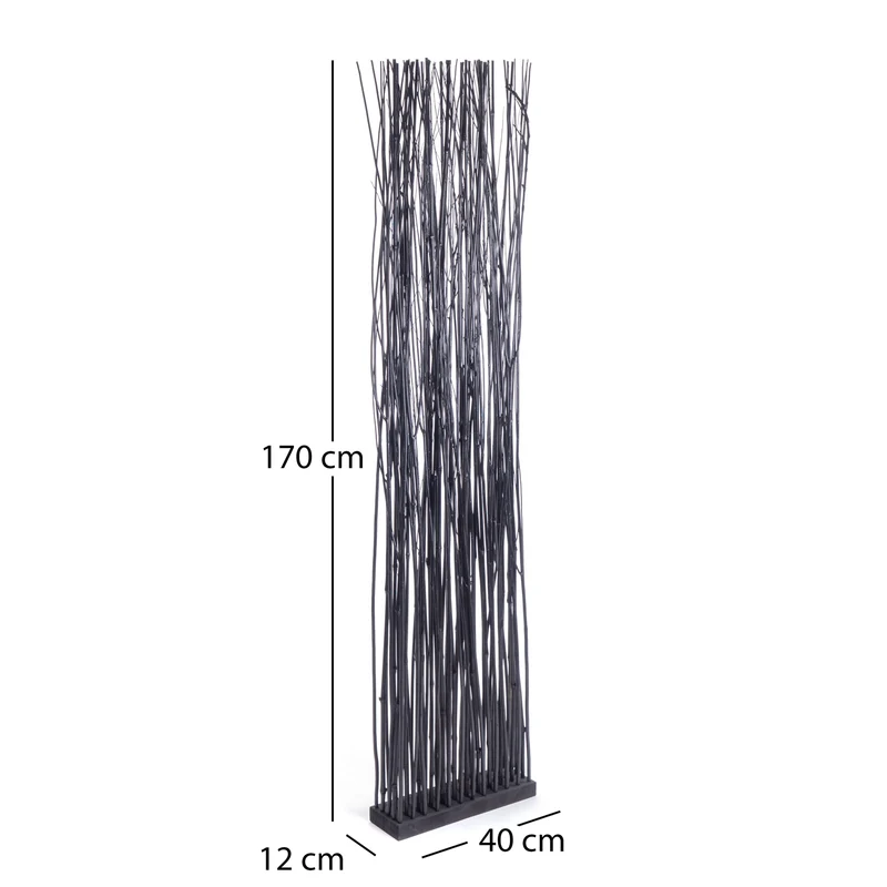RAUMTEILER "SLIM" | Weide, 170x40cm | Paravent Zweige, Stellwand | Farbe: schwarz
