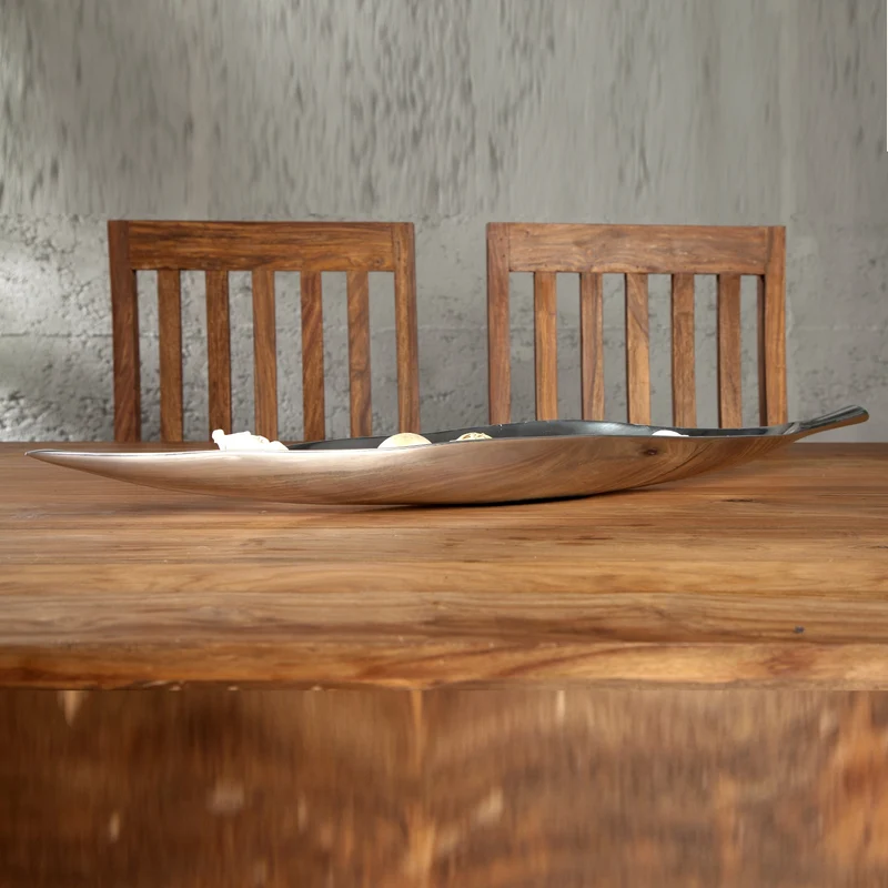 DEKO SCHALE "LONG LEAF" | 80 cm, Aluminium | Bananenblatt Schale
