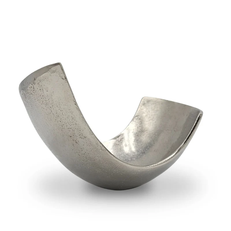 DEKO SCHALE "ONDA" | 24 cm, silber | geschwungene Obstschale