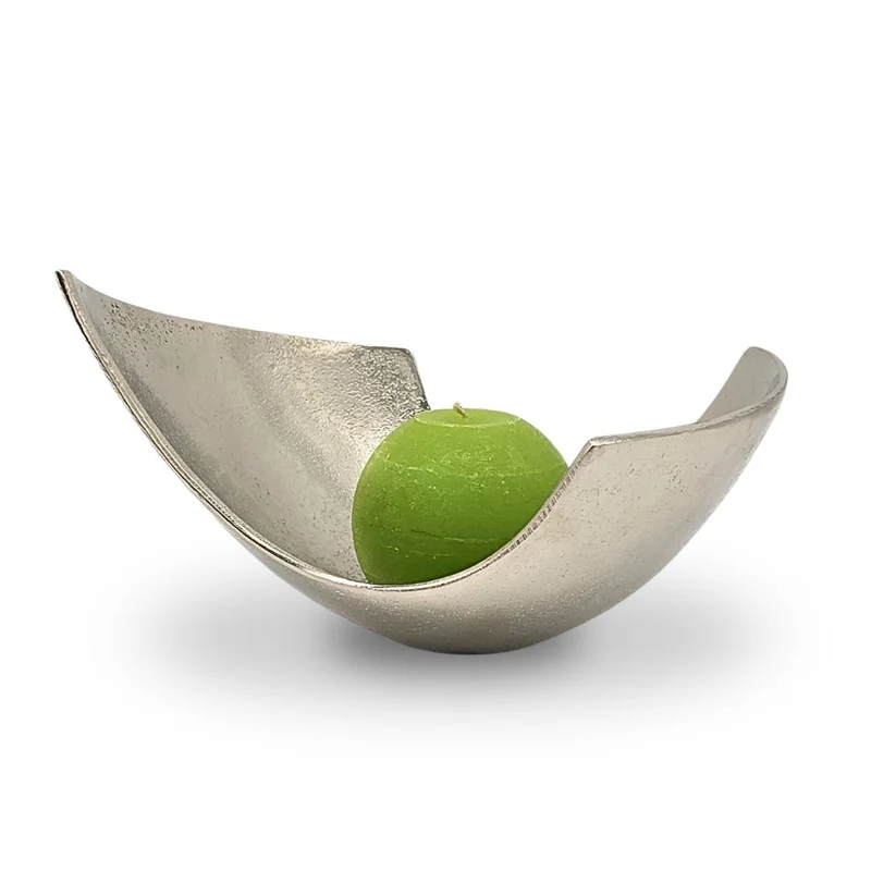 DEKO SCHALE "ONDA" | 24 cm, silber | geschwungene Obstschale