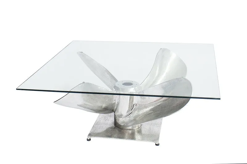Design Couchtisch ELICA 80x80cm silber Aluminium Schiffsschraube