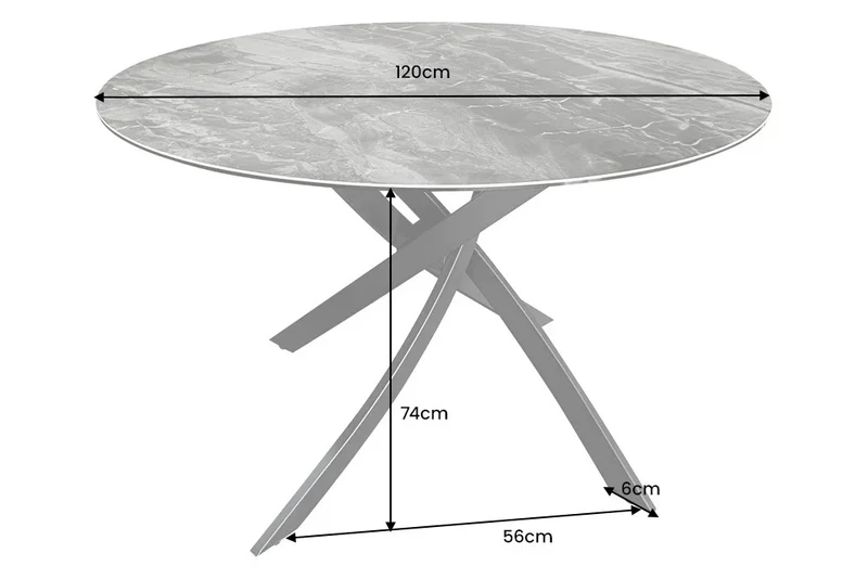 Design Esstisch AMICA 120cm taupe Marmor-Optik Keramik