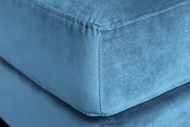 Moderner Hocker COMFORT 80cm blau Samt Taschenfederkern