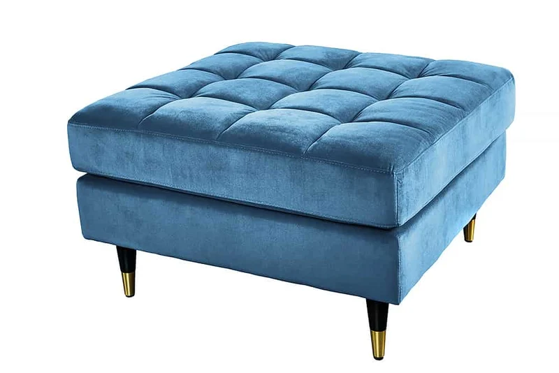 Moderner Hocker COMFORT 80cm blau Samt Taschenfederkern