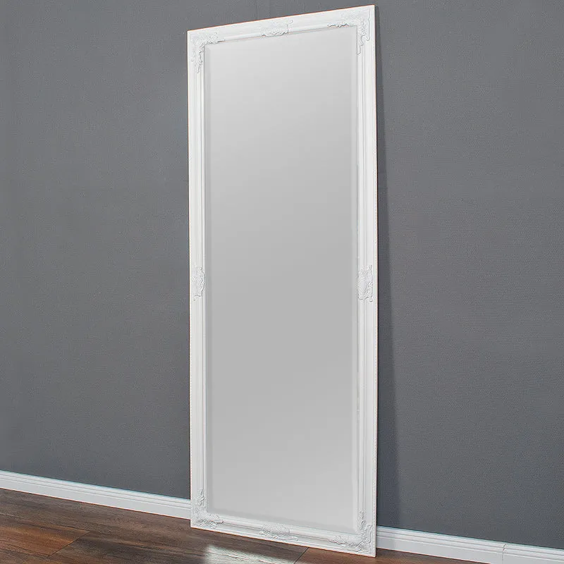 Eleganter Barock Spiegel BESSA 180x60cm weiß-matt Holzrahmen