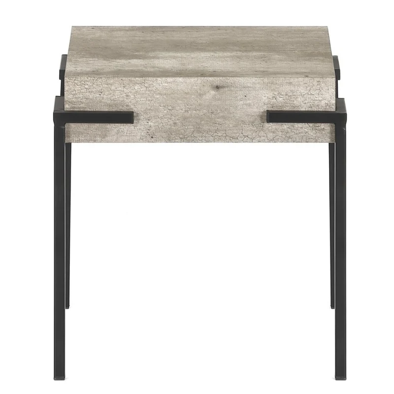 Design Beistelltisch CRETO 40cm grau Beton-Optik Metallgestell