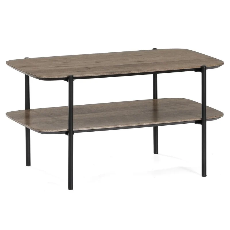 Moderner Couchtisch PINA 70x42cm taupe Ablage Pinien-Optik