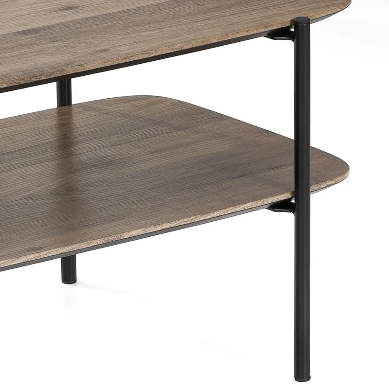Moderner Couchtisch PINA 70x42cm taupe Ablage Pinien-Optik