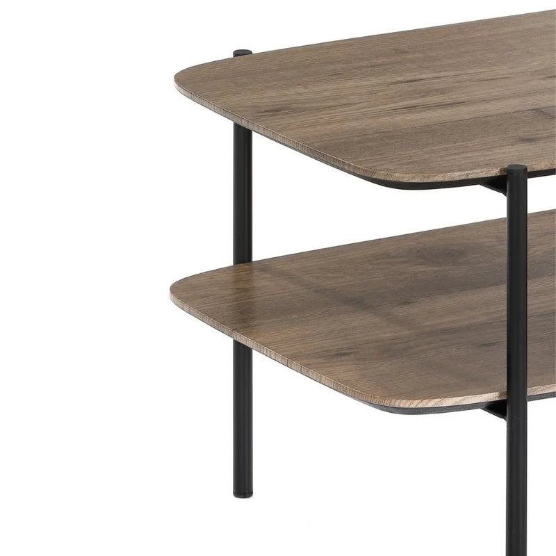 Moderner Couchtisch PINA 70x42cm taupe Ablage Pinien-Optik
