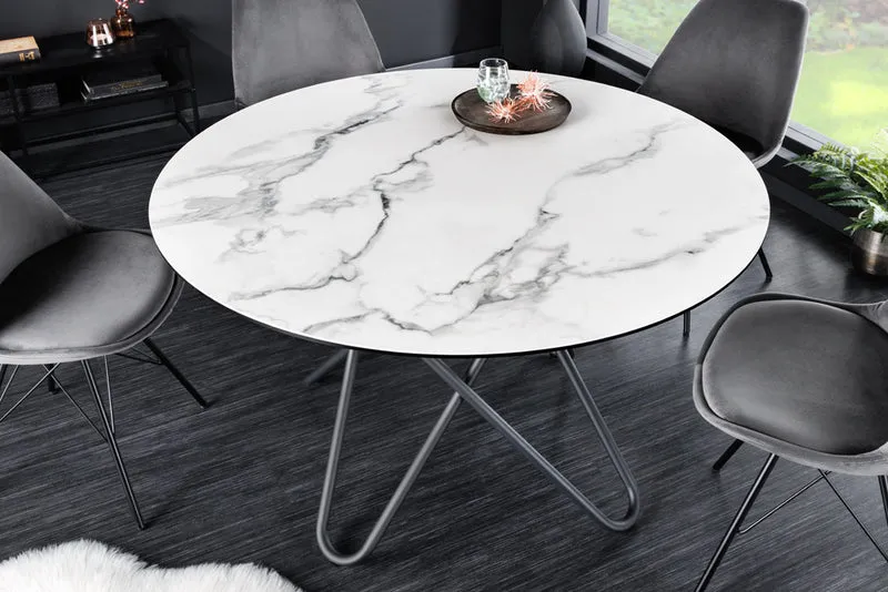 Eleganter Esstisch PARMA 120cm weiss marmoriert Keramik Made-in-Italy