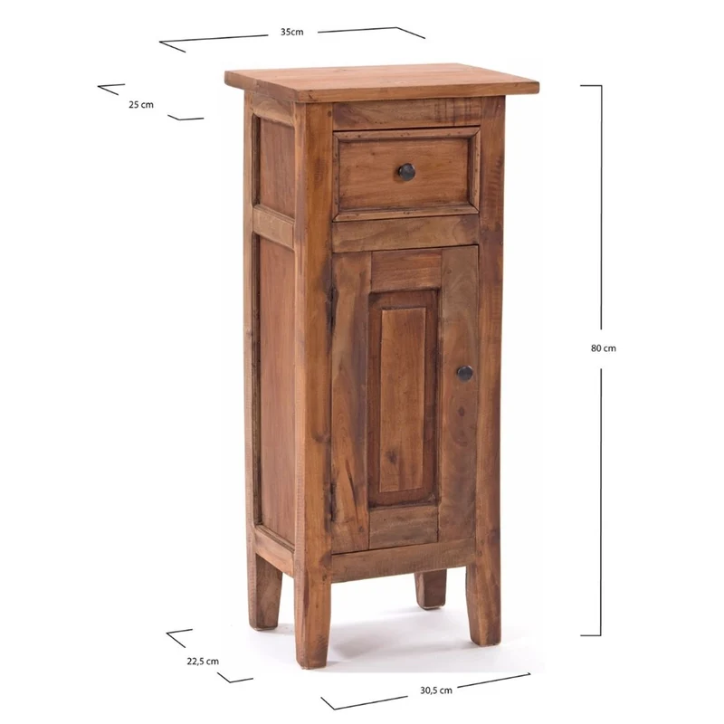 FLURSCHRANK PLANT 80x36cm (HxB) Massivholz | Telefontisch | Farbe: 08 honigfarben gewachst