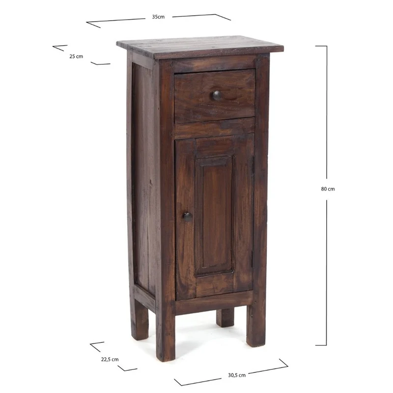 FLURSCHRANK PLANT 80x36cm (HxB) Massivholz | Telefontisch | Farbe: 03 dunkelbraun
