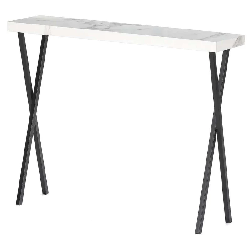 Moderner Konsolentisch TURIN 100cm weiss Marmor-Optik Metallgestell