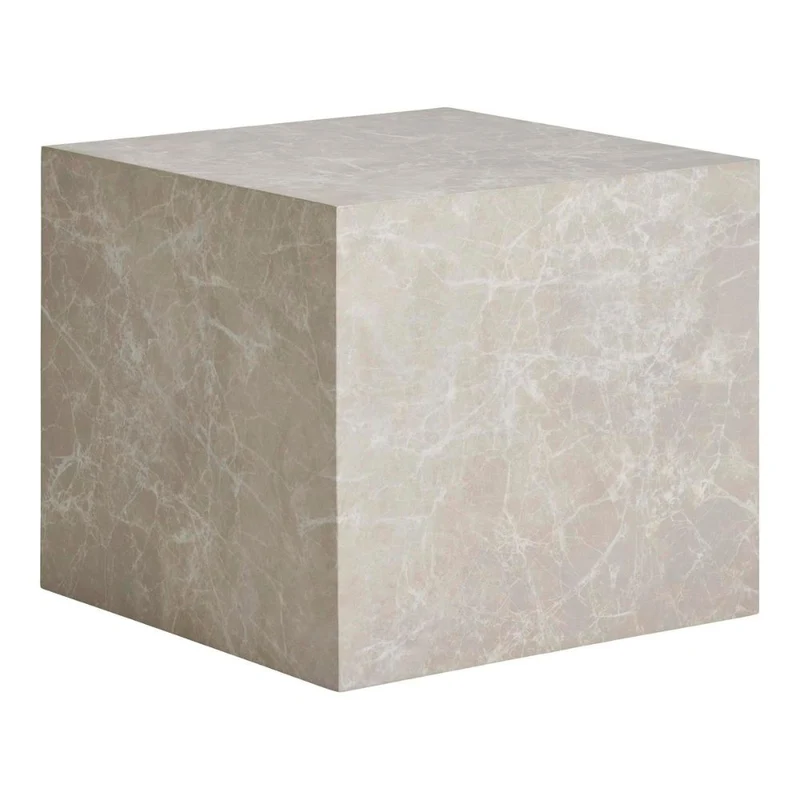 Design Couchtisch POSTATO 40cm Marmor-Look beige creme Betonoptik