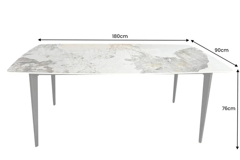 Eleganter Esstisch VENEZIA 180cm weiss Marmor-Optik Keramik