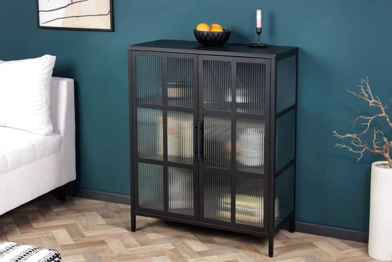 Elegante Virine ACERO 102x80cm schwarz Metall Konsole