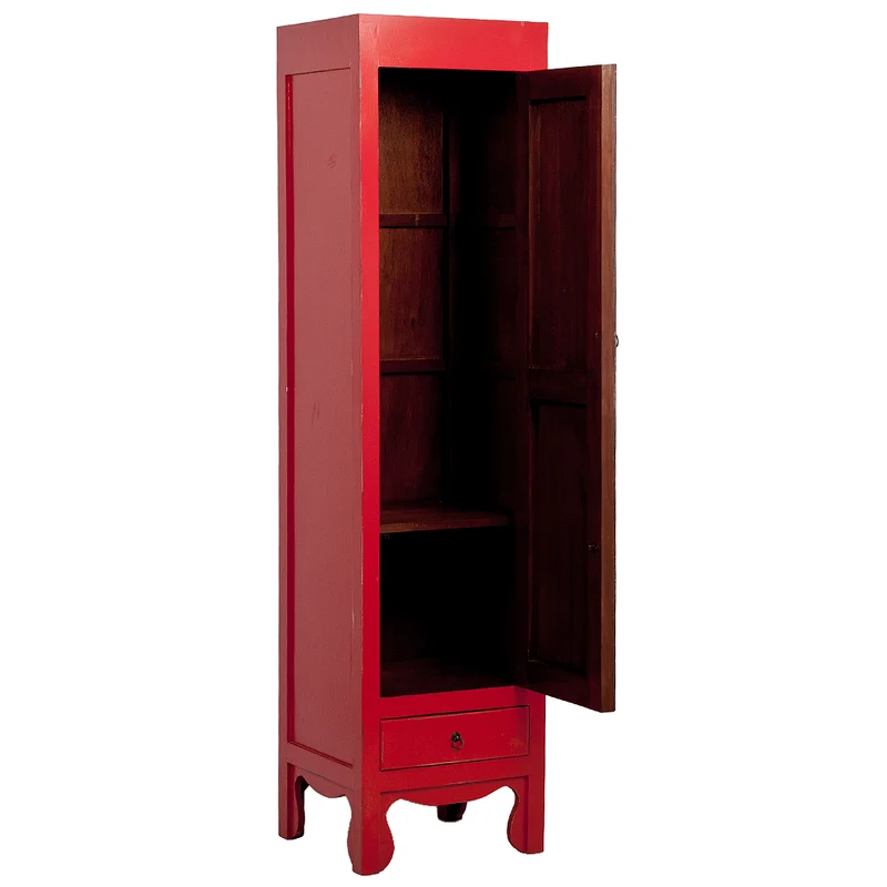 Hochzeitsschrank ASIA-SLIM Shabby Rot ca. H200cm Mahagoni