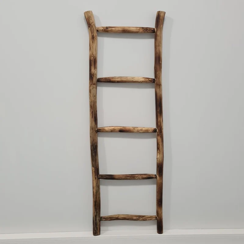 Teak Deko-Leiter geflammt KEPALA ca. H150cm Handtuchhalter