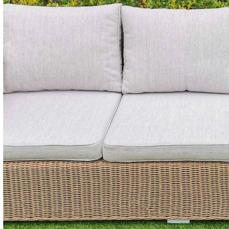 2er Lounge Sofa VITA 145cm rundes Polyrattan Natural