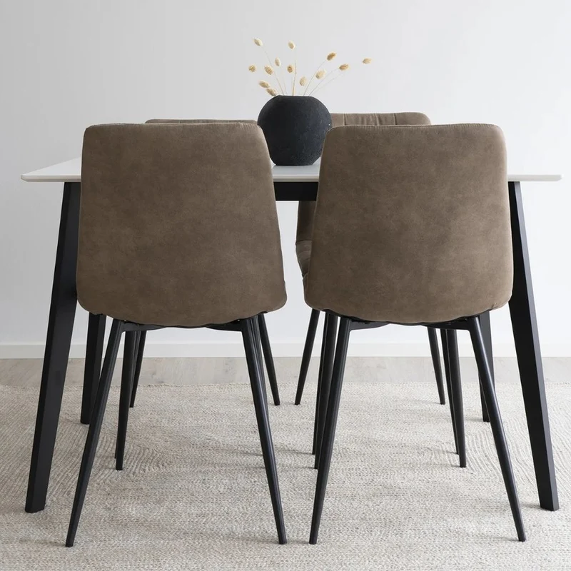 Modernes 2er Stuhl-Set LEIRIA light-braun Mikrofaser