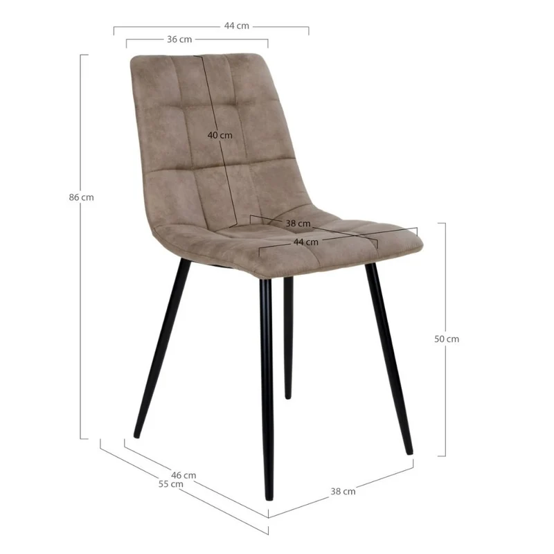 Modernes 2er Stuhl-Set LEIRIA light-braun Mikrofaser