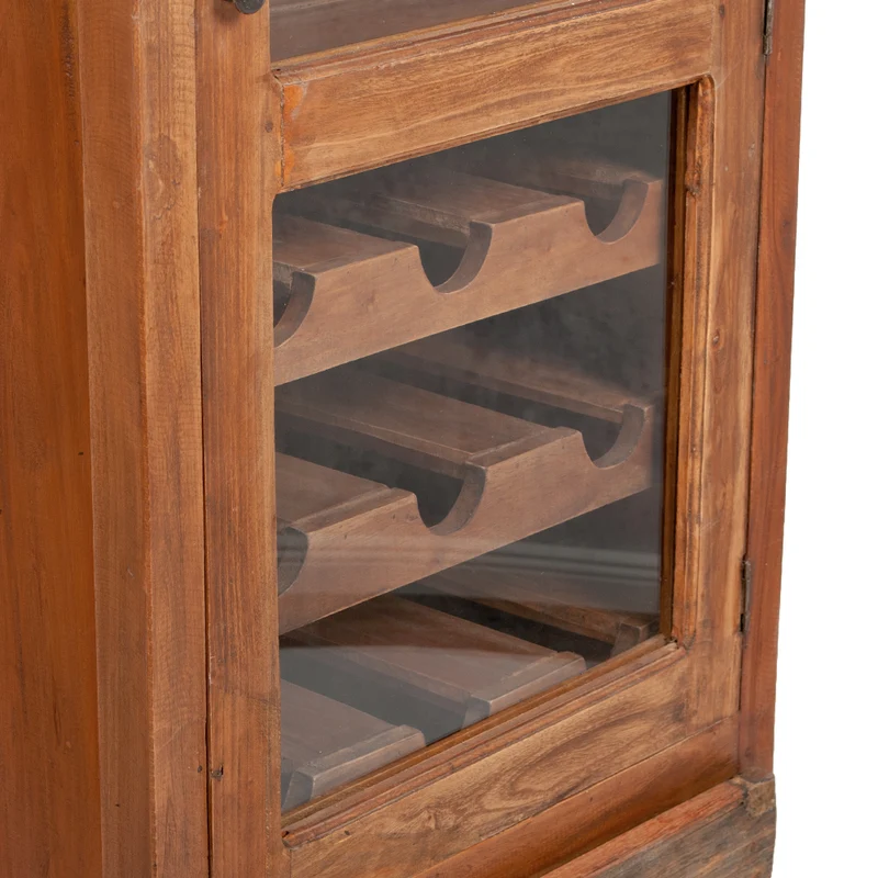 Mahagoni Weinschrank CABINET H154cm Rustic Teak Vitrine