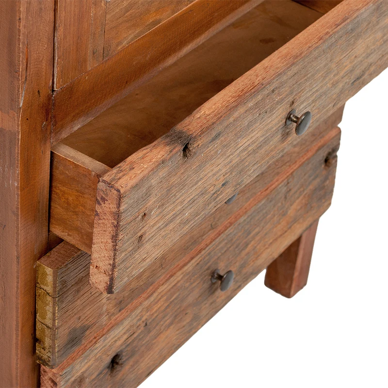 Mahagoni Weinschrank CABINET H154cm Rustic Teak Vitrine