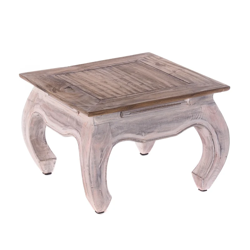 OPIUMTISCH "EAST 50" | 50x50x35cm, Mahagoni | Beistelltisch | Farbe: 05 weiß-natur