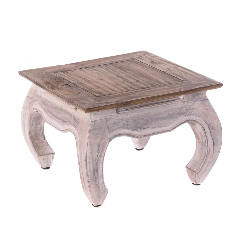 OPIUMTISCH "EAST 50" | 50x50x35cm, Mahagoni | Beistelltisch | Farbe: 05 weiß-natur