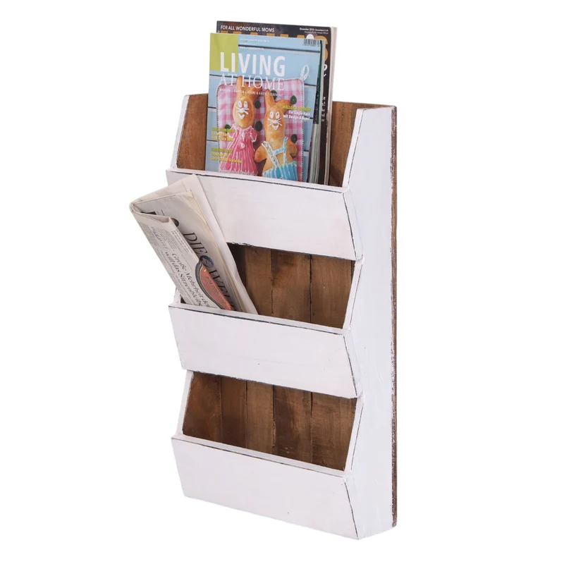 ZEITUNGSREGAL "NEWS 60" | Mahagoni, 60x38x11cm (HxBxT) | Wandregal | Farbe: 06 weiß-landhaus