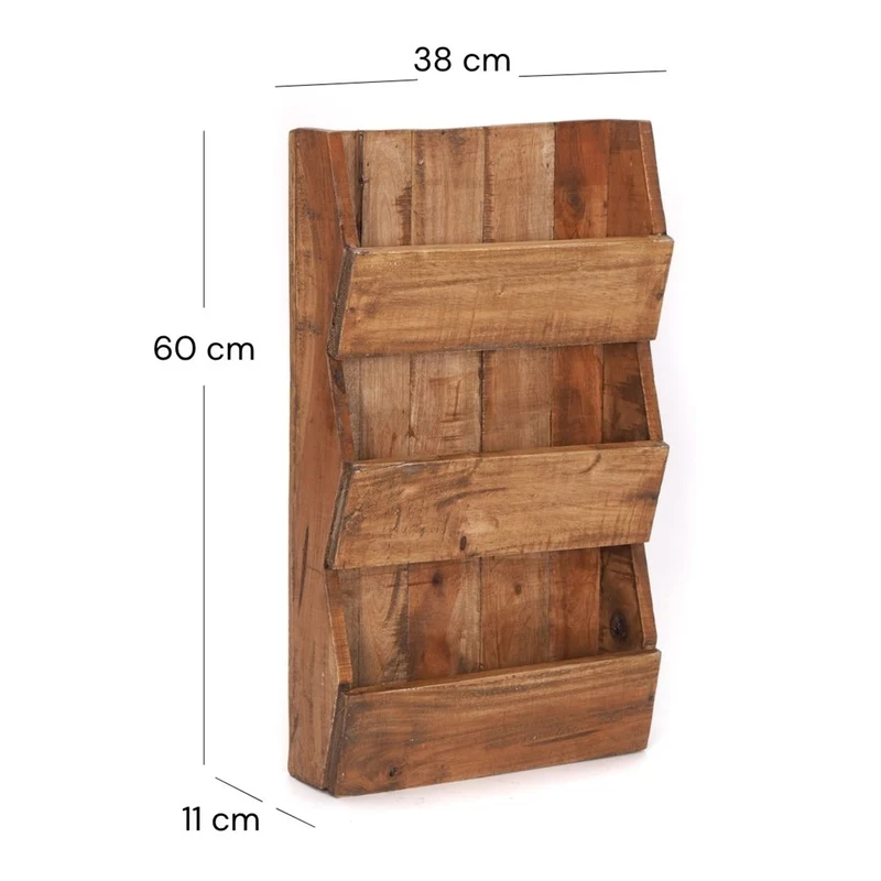 ZEITUNGSREGAL "NEWS 60" | Mahagoni, 60x38x11cm (HxBxT) | Wandregal | Farbe: 01 natur-vintage