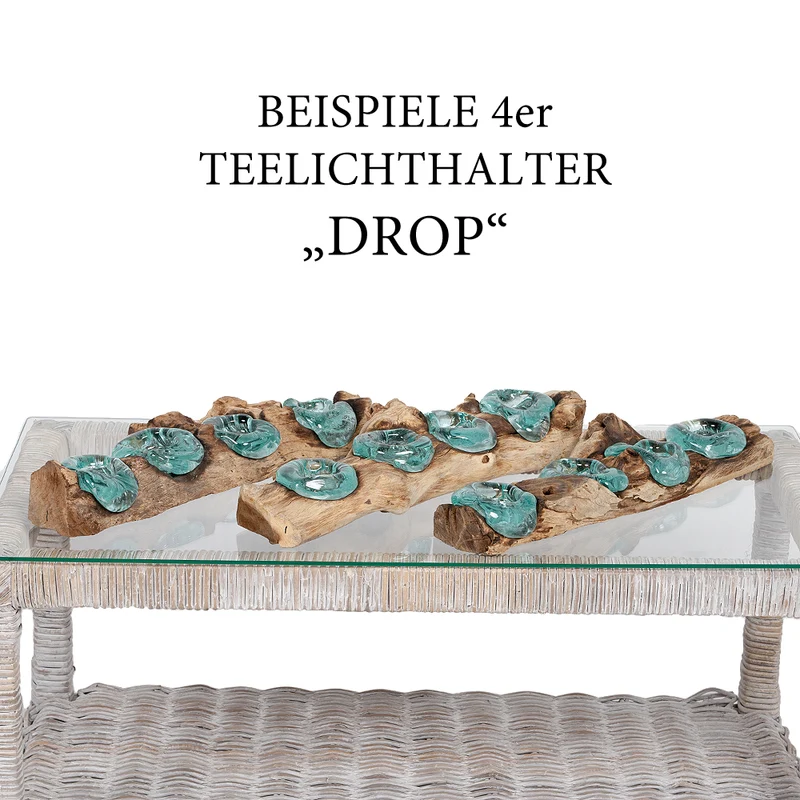 Teakwurzel 4er Teelichthalter DROP Weihnachtsdekoration