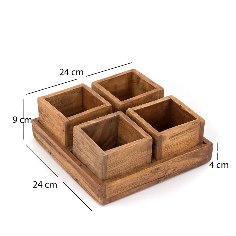 HOLZ AUFBEWAHRUNGSKISTEN "CUBO" | 24x9 cm (BxH), Mahagoni | Kistenset | Farbe: 01 natur-vintage