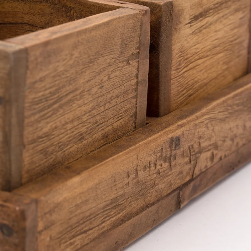 HOLZ AUFBEWAHRUNGSKISTEN "CUBO" | 24x9 cm (BxH), Mahagoni | Kistenset | Farbe: 01 natur-vintage