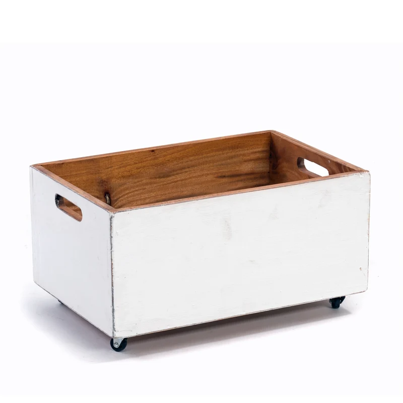 ROLLBARE HOLZKISTE "BOX" | 26x45x30 cm, Mahagoni | Aufbewahrung | Farbe: 06 weiß-landhaus