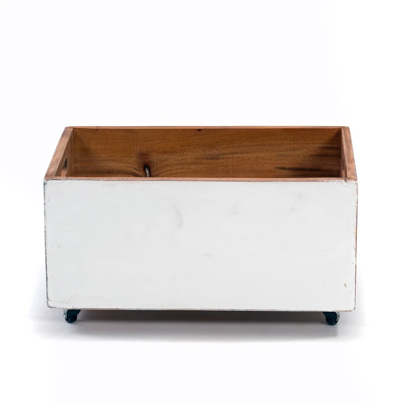 ROLLBARE HOLZKISTE "BOX" | 26x45x30 cm, Mahagoni | Aufbewahrung | Farbe: 06 weiß-landhaus