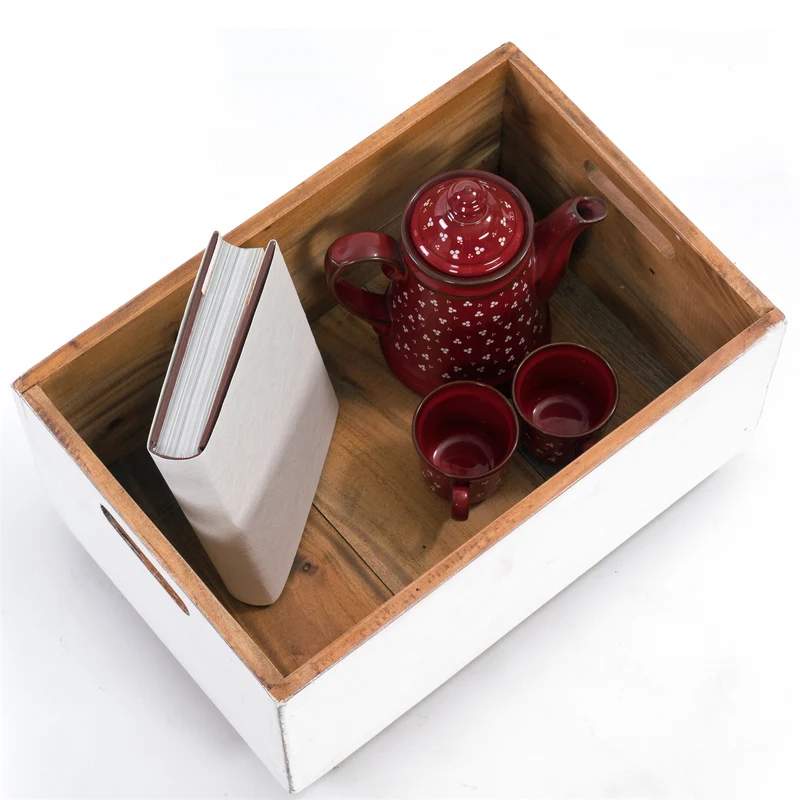 ROLLBARE HOLZKISTE "BOX" | 26x45x30 cm, Mahagoni | Aufbewahrung | Farbe: 06 weiß-landhaus