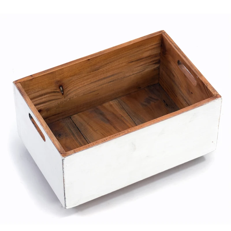 ROLLBARE HOLZKISTE "BOX" | 26x45x30 cm, Mahagoni | Aufbewahrung | Farbe: 06 weiß-landhaus