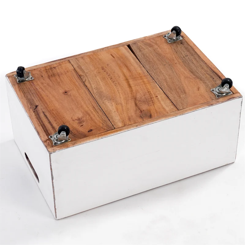 ROLLBARE HOLZKISTE "BOX" | 26x45x30 cm, Mahagoni | Aufbewahrung | Farbe: 06 weiß-landhaus