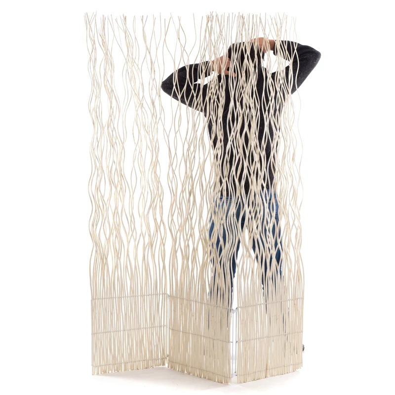 RAUMTEILER "WAVE 3" | Weide, 170x120cm (HxB) | Paravent, Trennwand | Farbe: geblichen