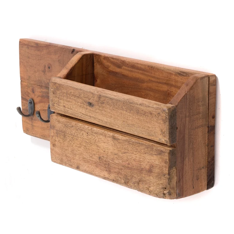 SCHLÜSSELBRETT "LINO" | mit 3 Haken | Holz Wandgarderobe